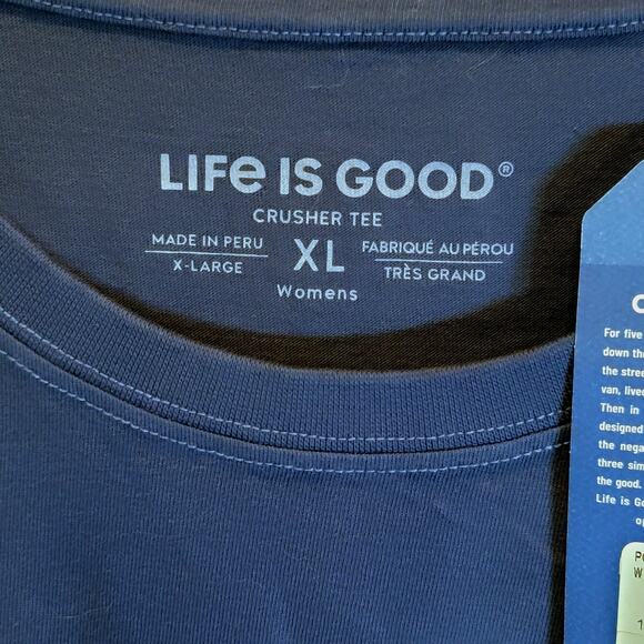 Life is Good Long Sleeve Tee Womens Skiing Sz XL Navy Blue Down Time Winter NEW - Picture 3 of 11